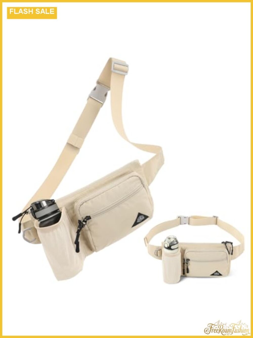Waterproof Nylon Fanny Pack Waist Pack with Water Bottle Holder